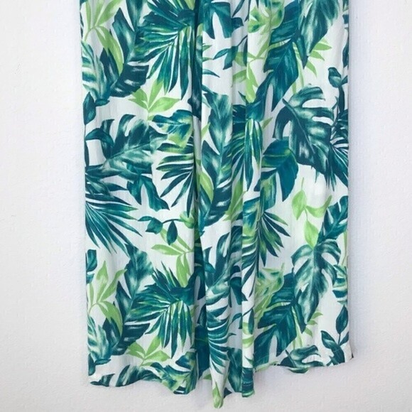 Mustard Seed Tropical Foliage High Waist Straight Leg Pull On Summer Beach Pants - Picture 7 of 11